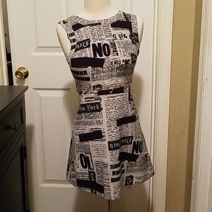 Black/cream Newspaper Print Dress VERY Cute!!!